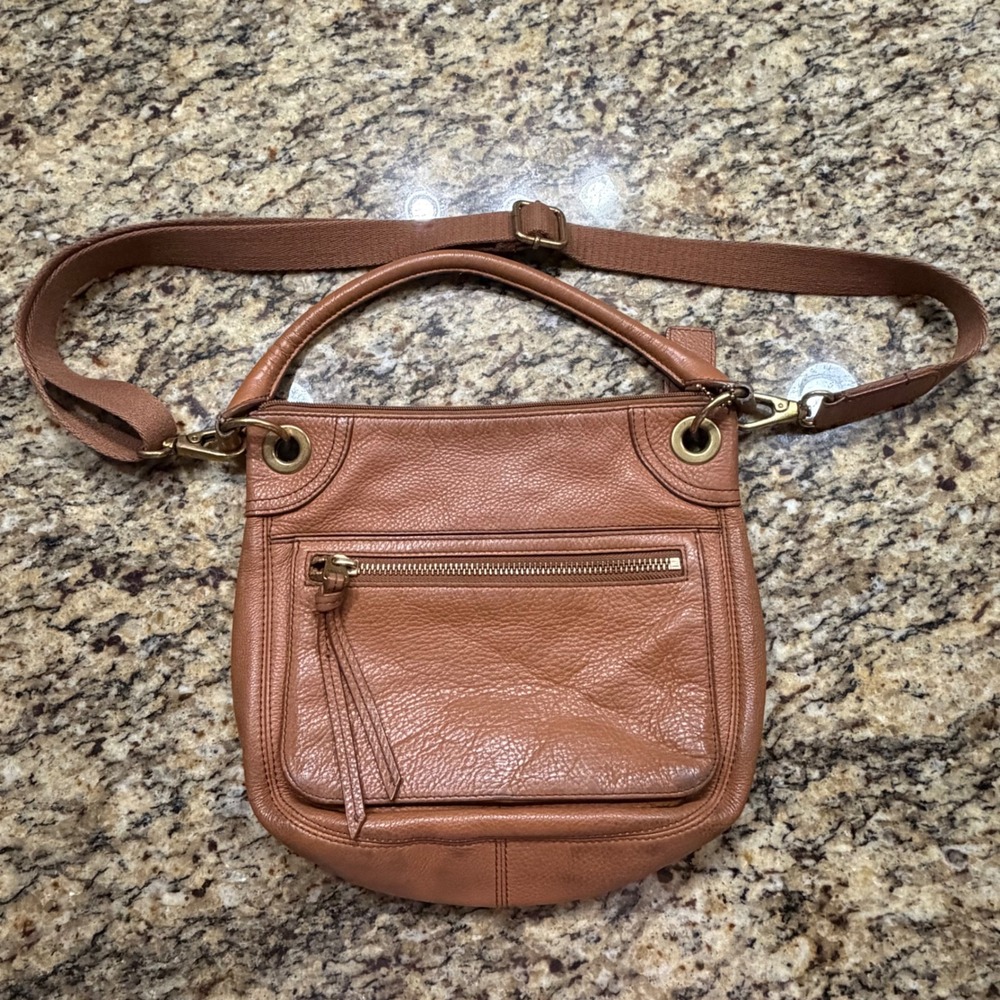 Fossil Karli Hobo Brown Leather Crossbody Bag Convertible‎ Satchel Handbag